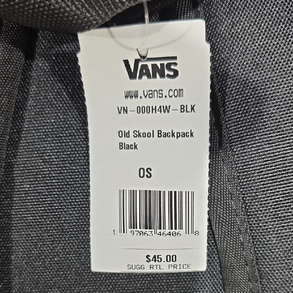 Vans Old Skool Backpack Black Ckeckers Inside Classic School Work Travel Bag - Picture 2 of 6